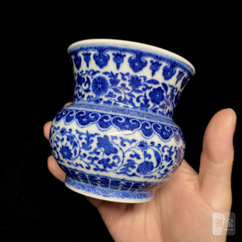 清道光 青花缠枝莲纹渣斗 - 图7